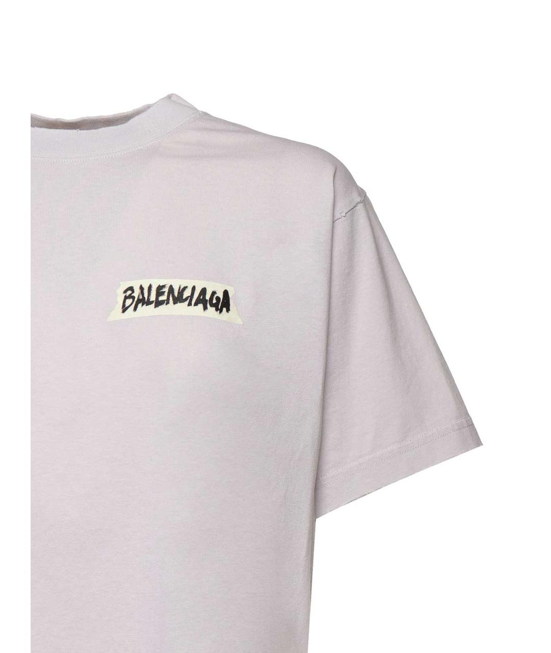 BALENCIAGA Белая хлопковая футболка, фото 2