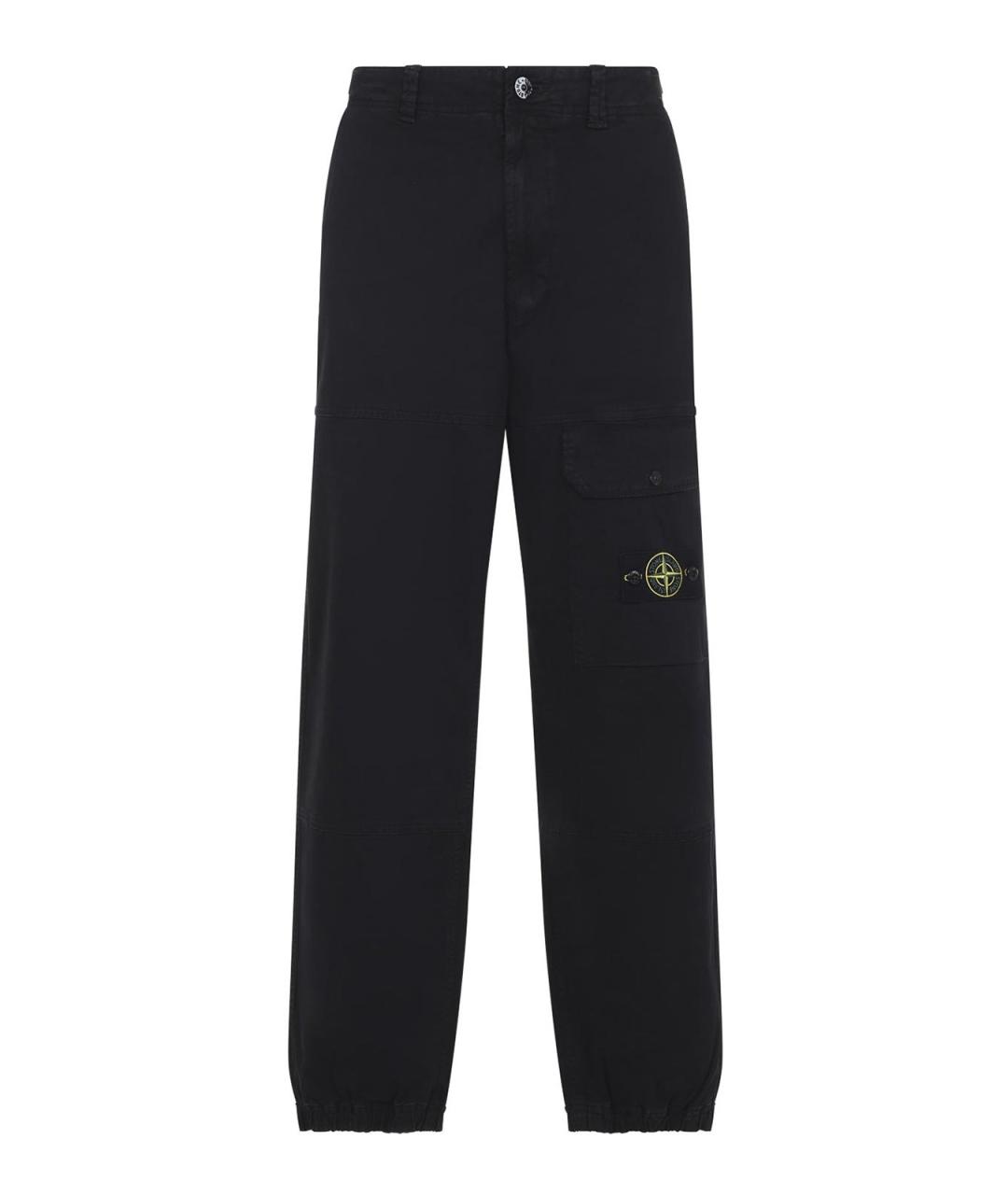 STONE ISLAND Черные хлопковые повседневные брюки, фото 1