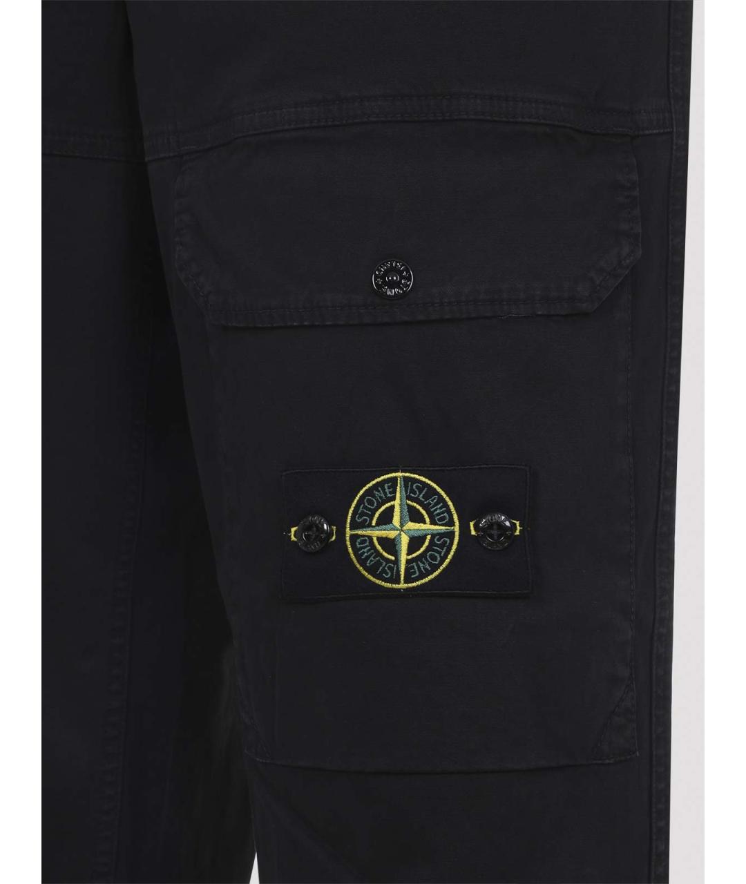 STONE ISLAND Черные хлопковые повседневные брюки, фото 3