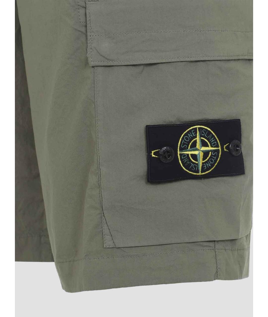 STONE ISLAND Зеленые хлопковые шорты, фото 3