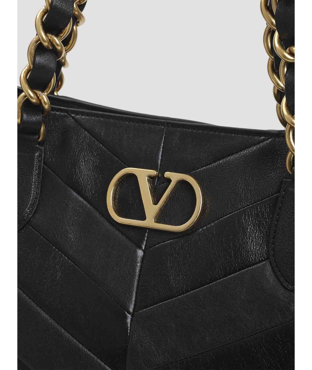 VALENTINO Черная кожаная сумка тоут, фото 3