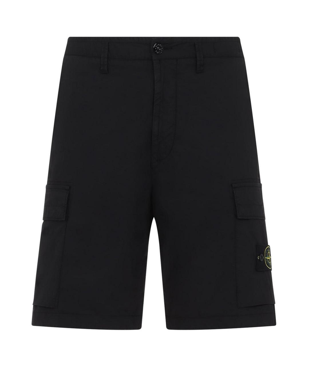 STONE ISLAND Черные хлопковые шорты, фото 1
