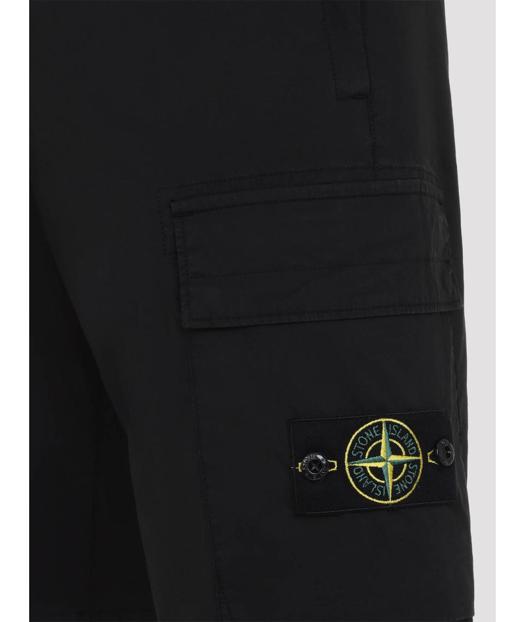 STONE ISLAND Черные хлопковые шорты, фото 4