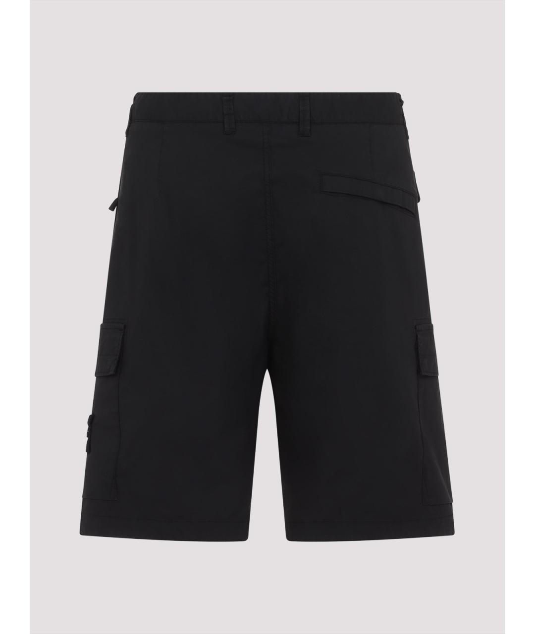 STONE ISLAND Черные хлопковые шорты, фото 2