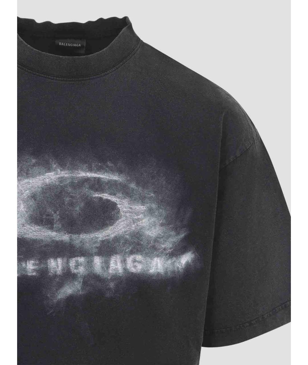BALENCIAGA Черная хлопковая футболка, фото 3