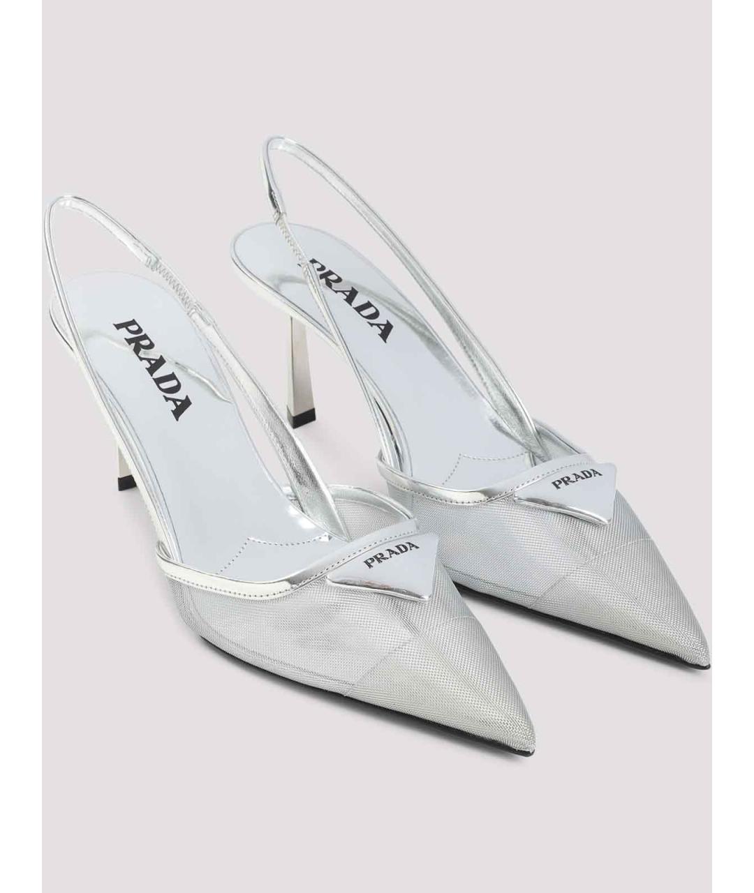 PRADA Серебряные синтетические туфли, фото 3
