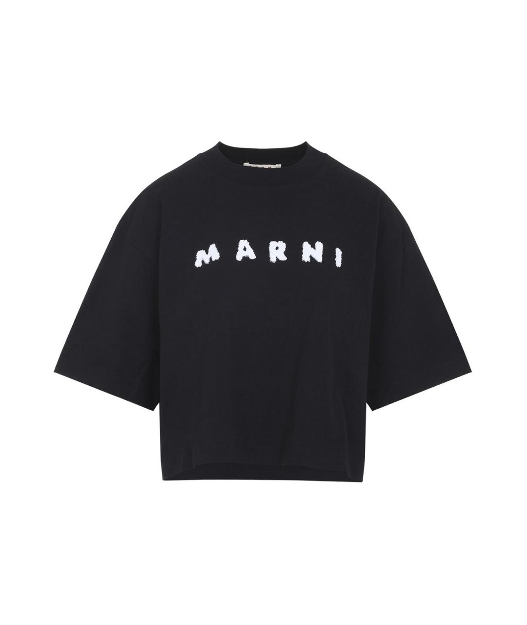 MARNI Черная хлопковая футболка, фото 1