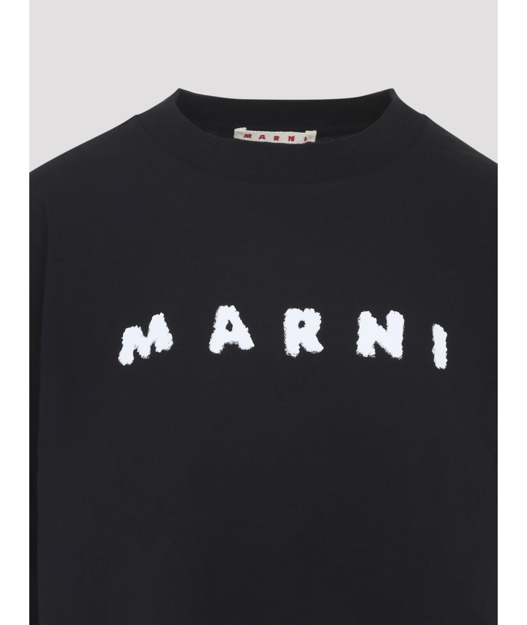 MARNI Черная хлопковая футболка, фото 3