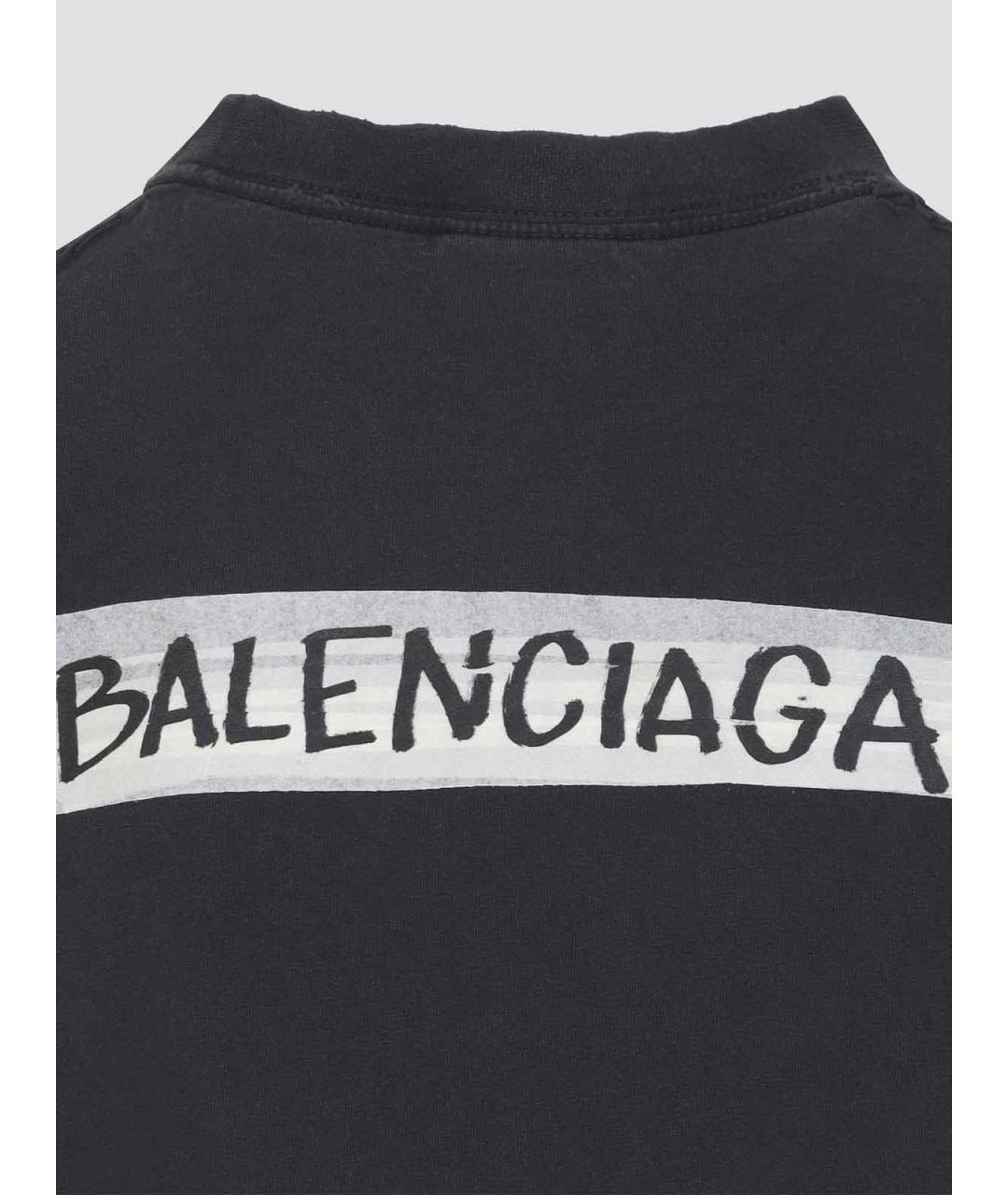 BALENCIAGA Черная хлопковая футболка, фото 3