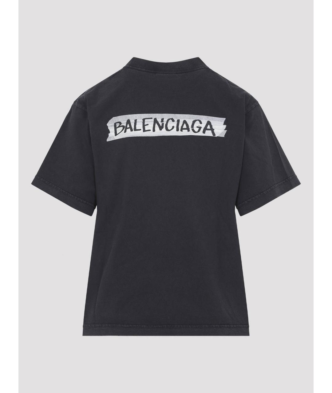 BALENCIAGA Черная хлопковая футболка, фото 2