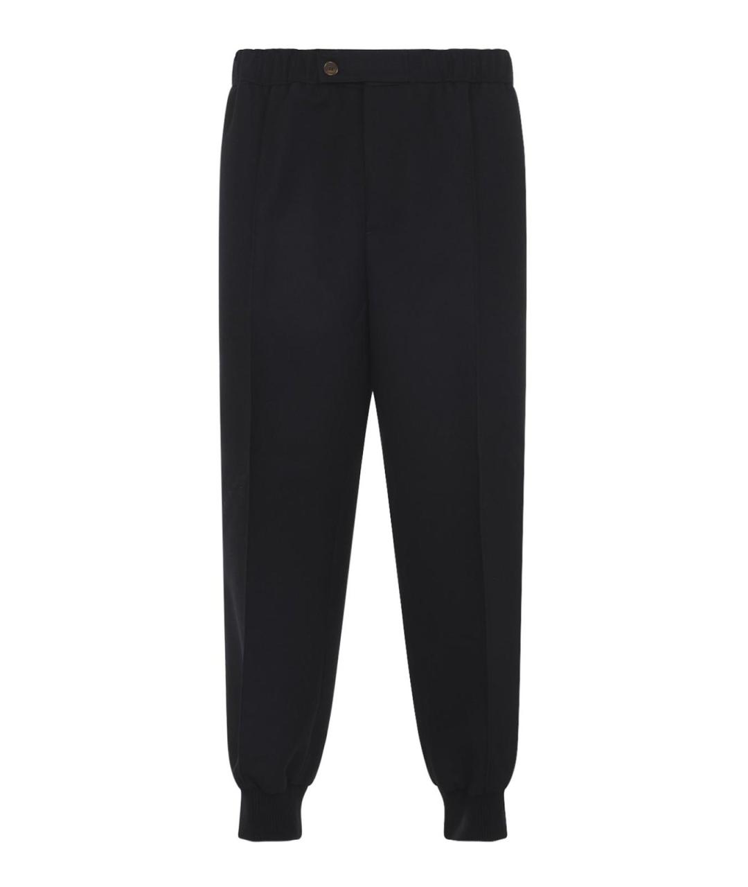 LANVIN Черные шерстяные повседневные брюки, фото 1