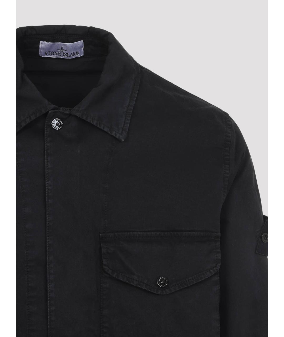 STONE ISLAND Черная хлопковая кэжуал рубашка, фото 3