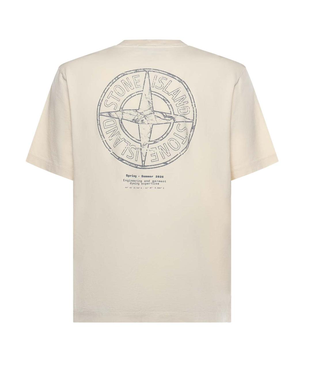 STONE ISLAND Бежевая хлопковая футболка, фото 3