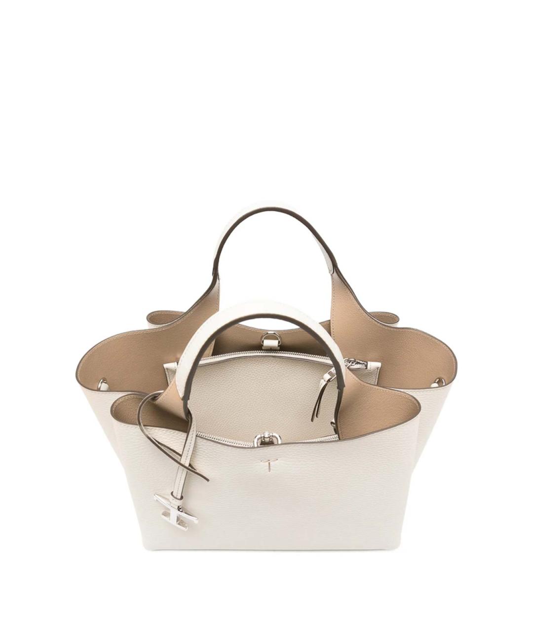 TOD'S Белая кожаная сумка тоут, фото 4