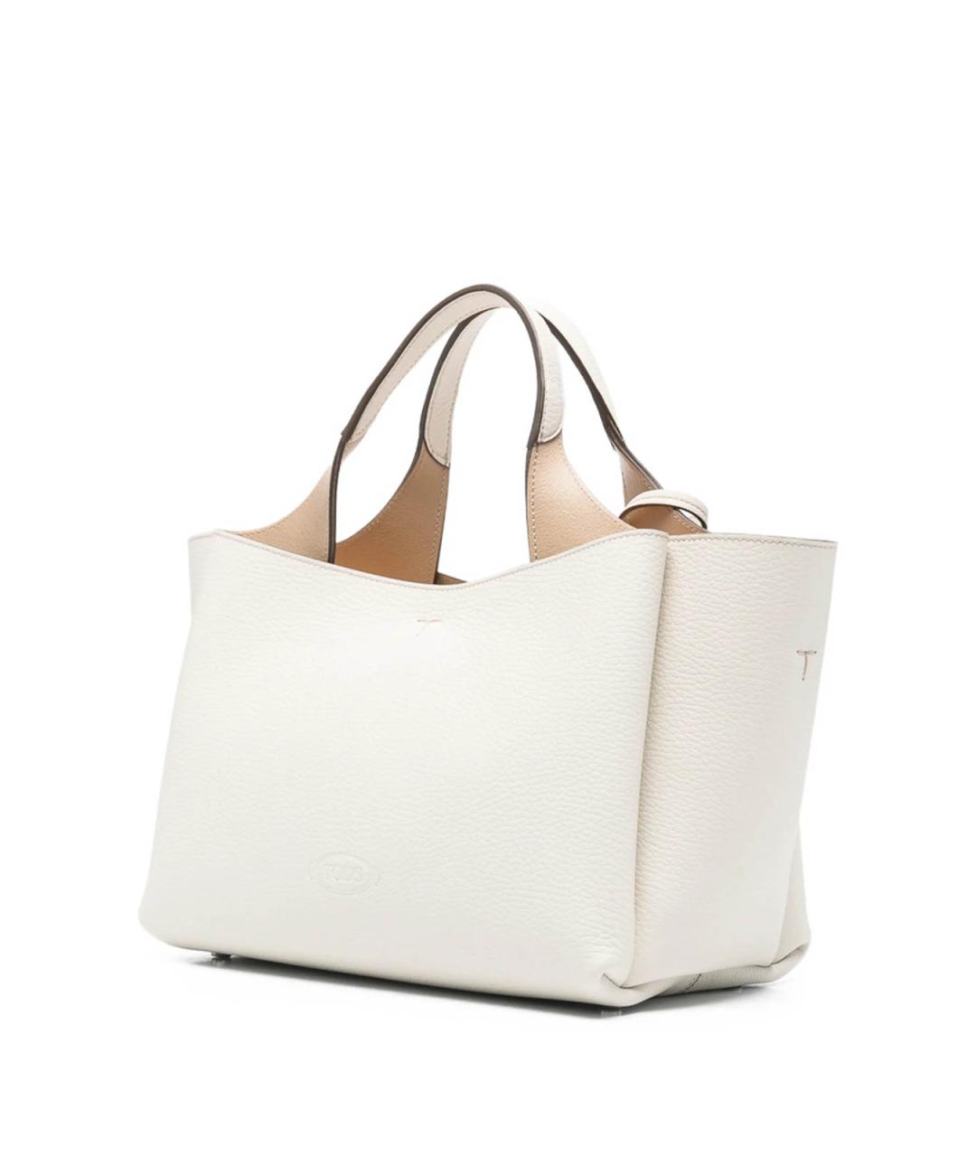 TOD'S Белая кожаная сумка тоут, фото 5