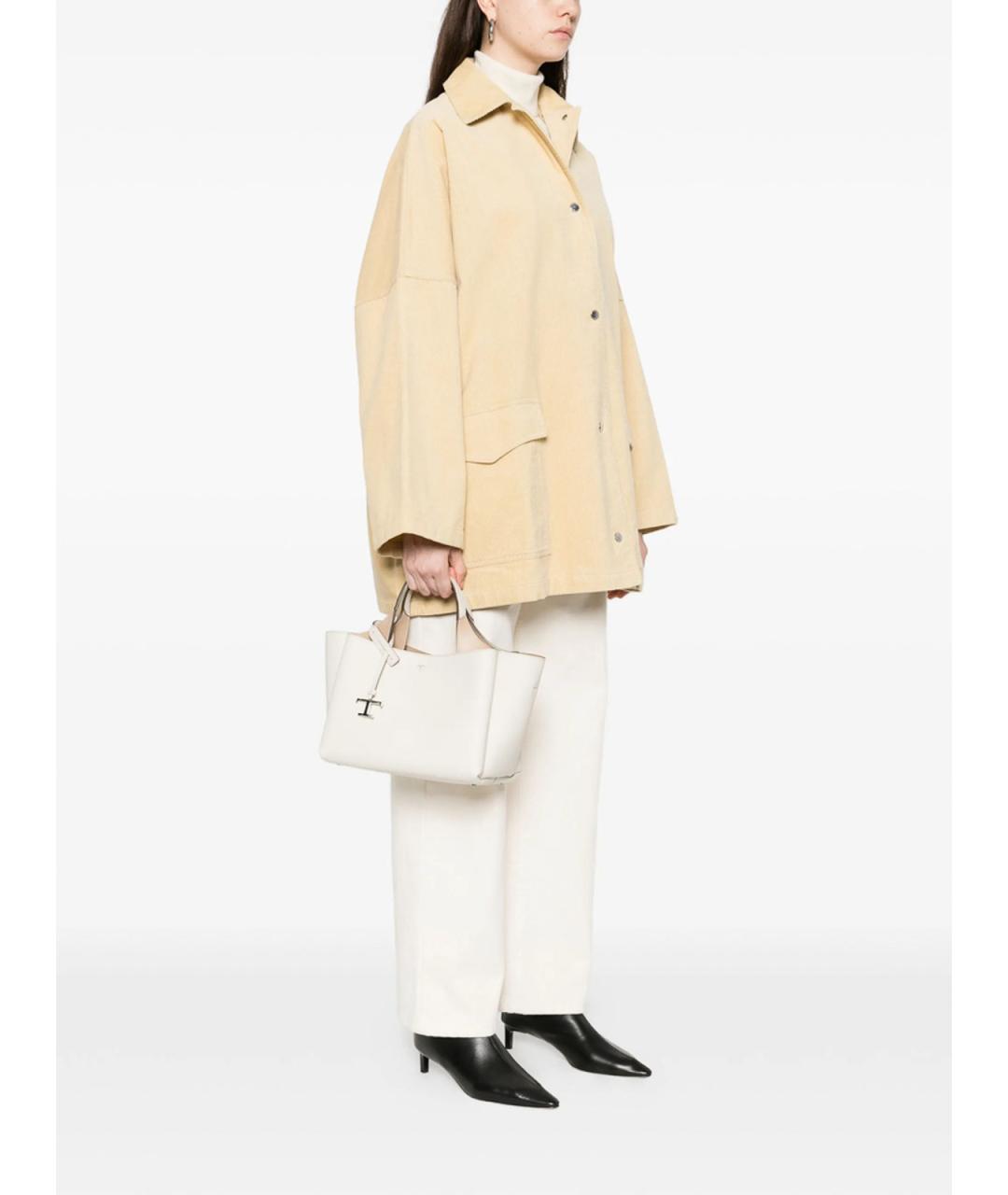 TOD'S Белая кожаная сумка тоут, фото 3