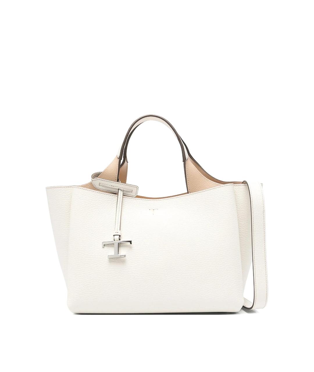 TOD'S Белая кожаная сумка тоут, фото 1