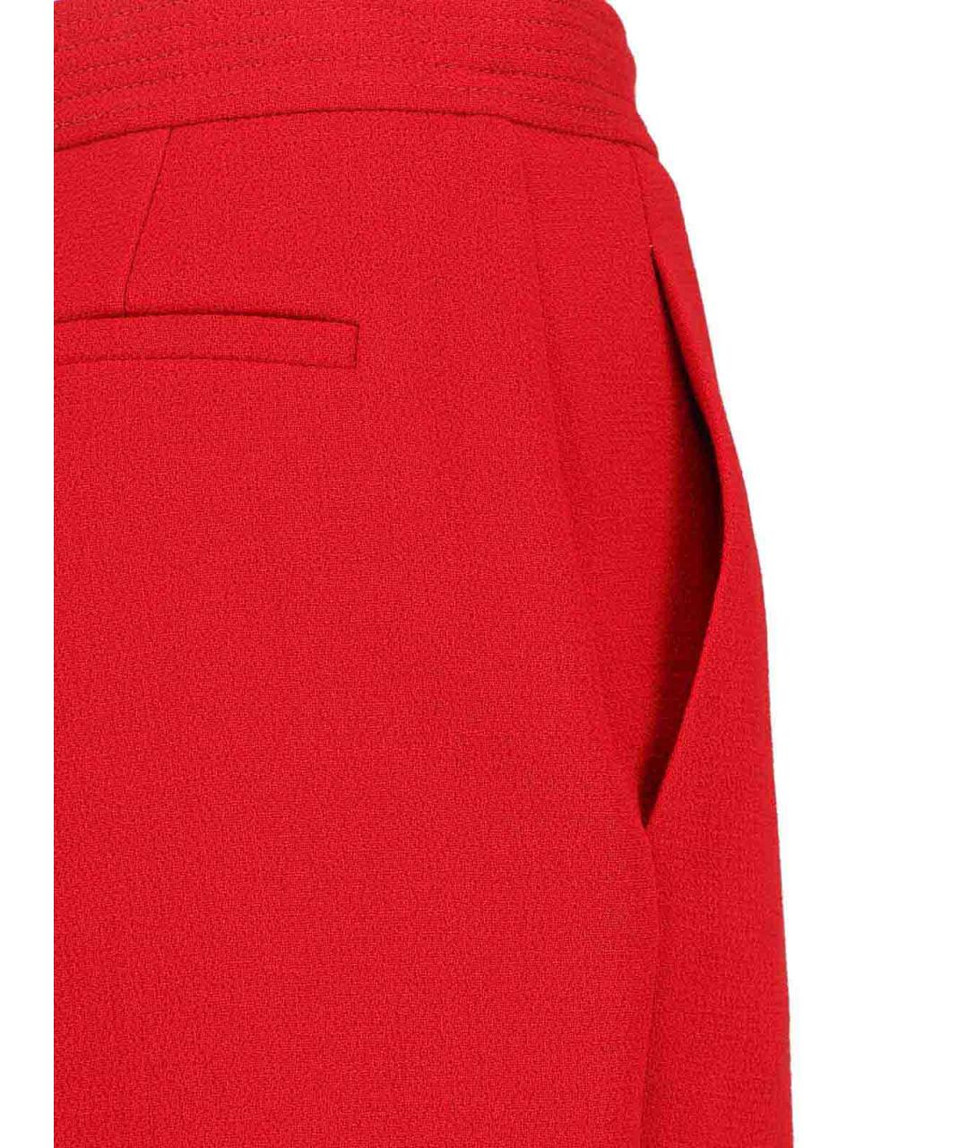 VALENTINO Красные шерстяные прямые брюки, фото 4