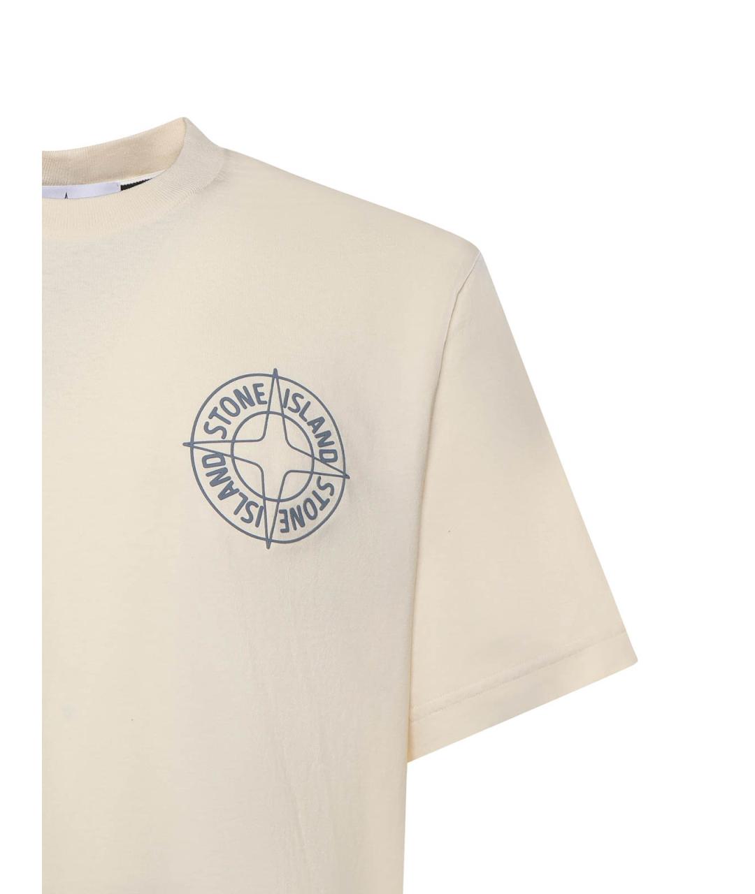 STONE ISLAND Бежевая хлопковая футболка, фото 2