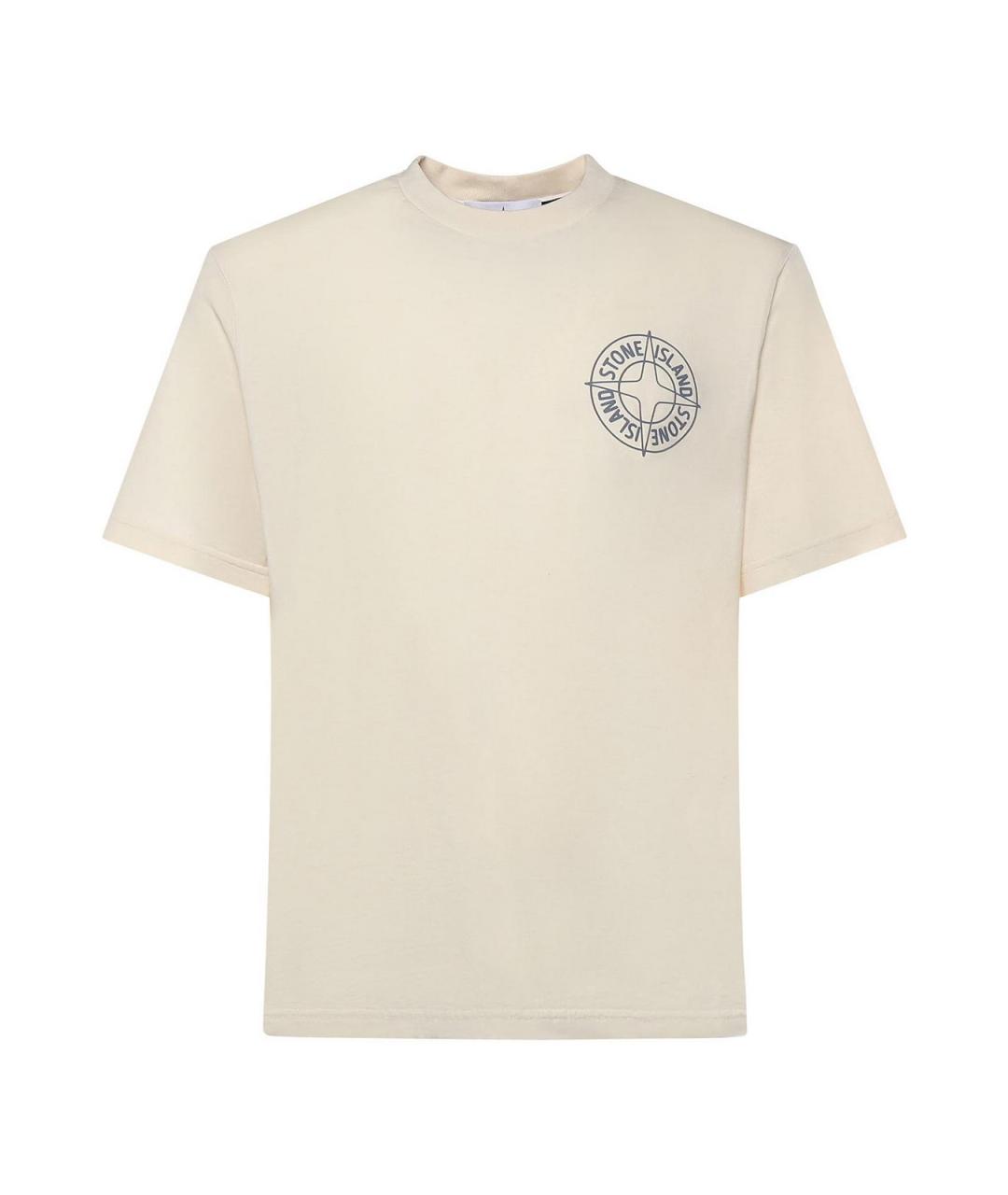 STONE ISLAND Бежевая хлопковая футболка, фото 1