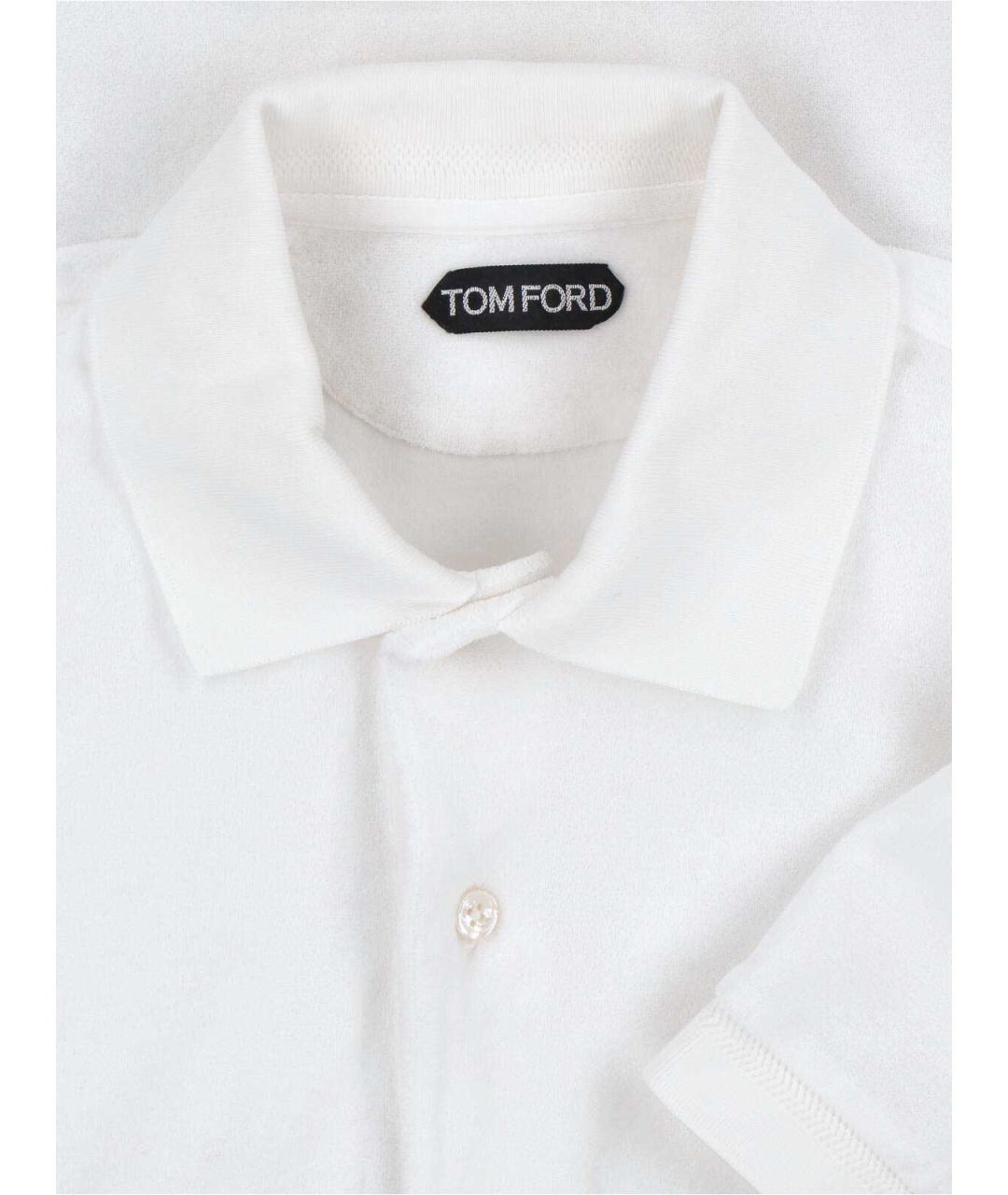 TOM FORD Белое хлопковое поло с коротким рукавом, фото 3
