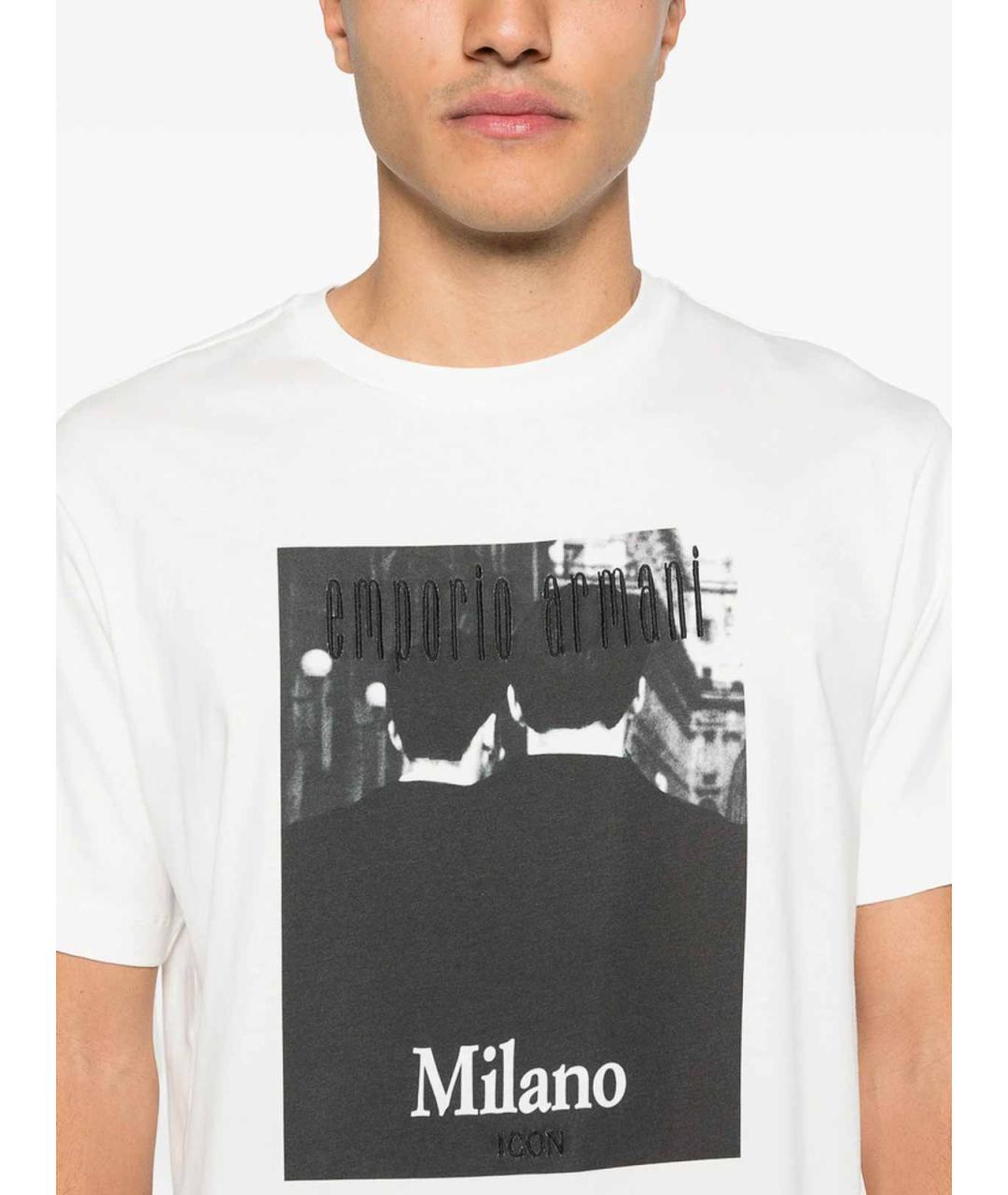 EMPORIO ARMANI Белая хлопковая футболка, фото 3