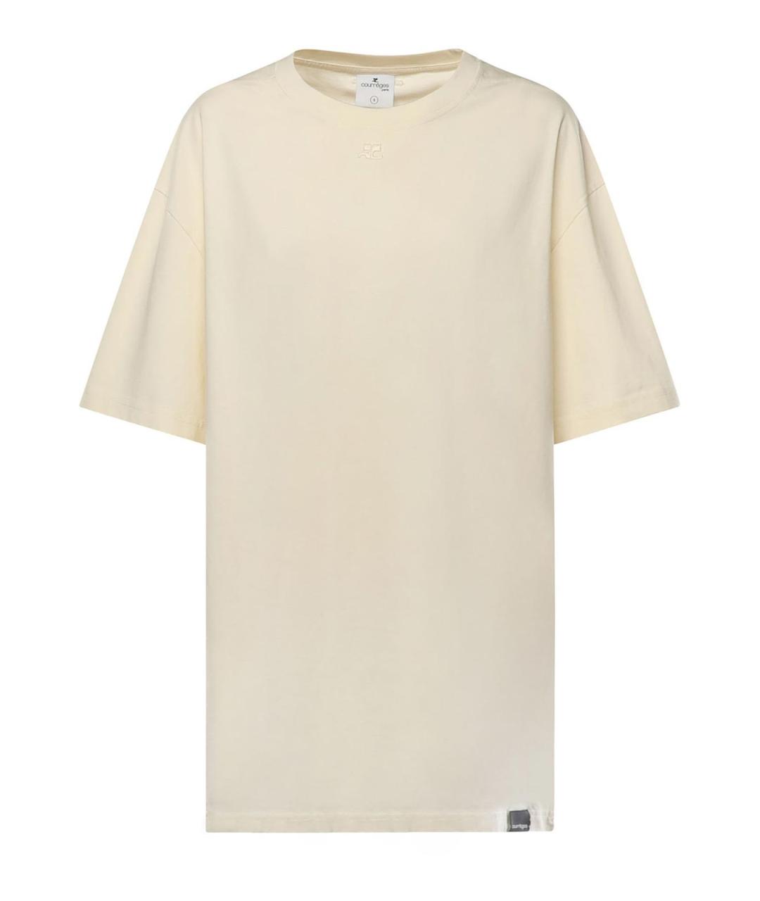 COURREGES Бежевая хлопковая футболка, фото 1
