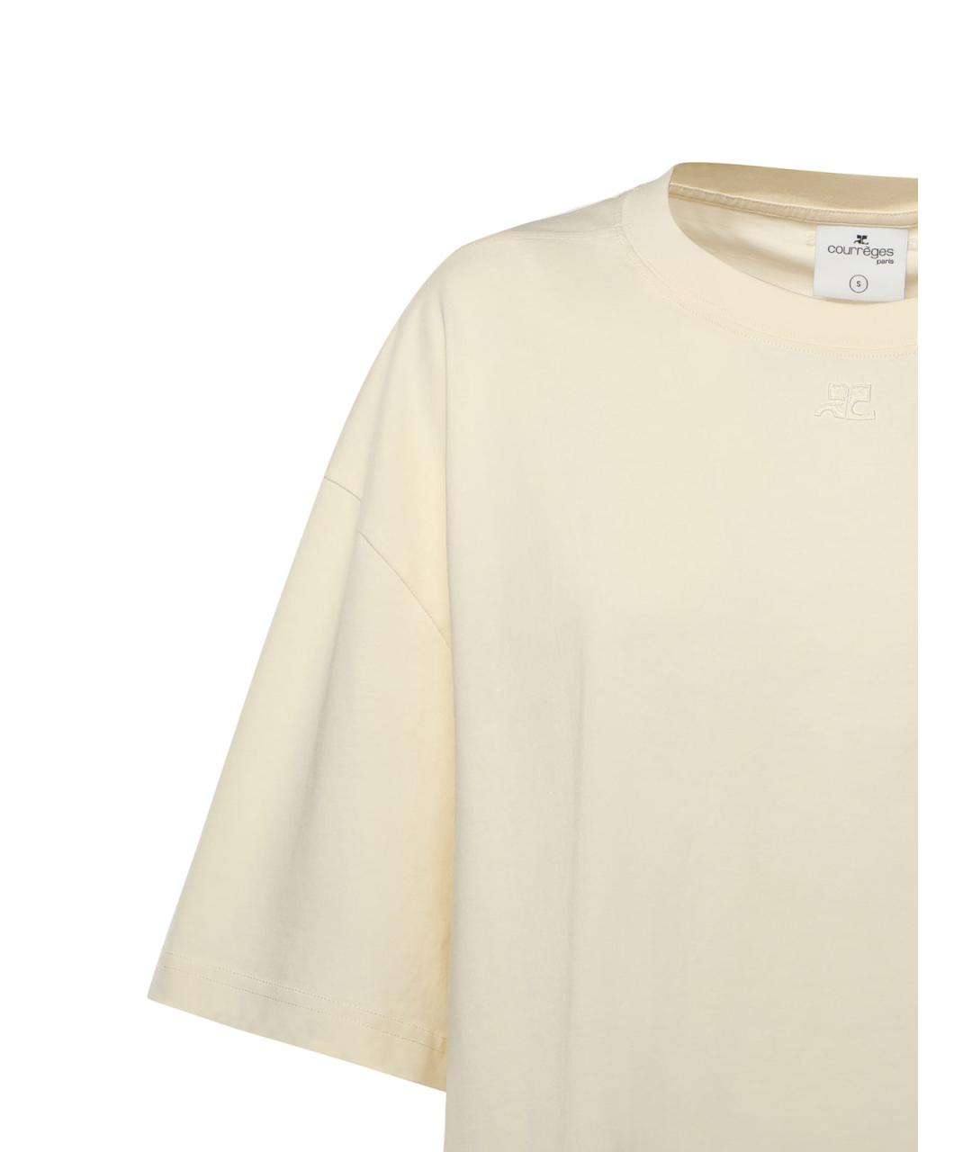 COURREGES Бежевая хлопковая футболка, фото 2