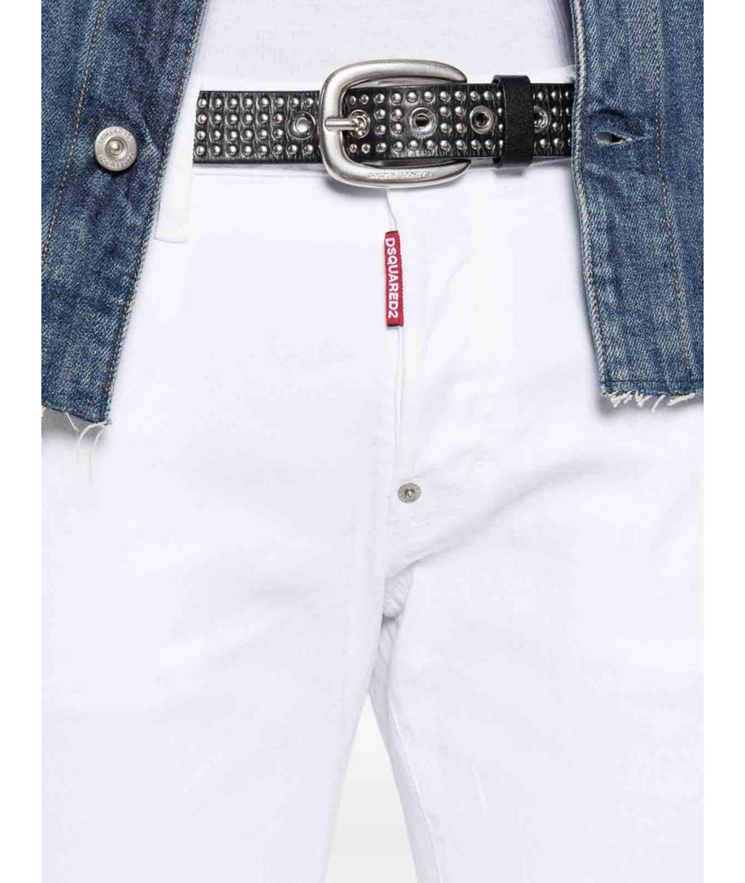 DSQUARED2 Белые хлопковые прямые джинсы, фото 2