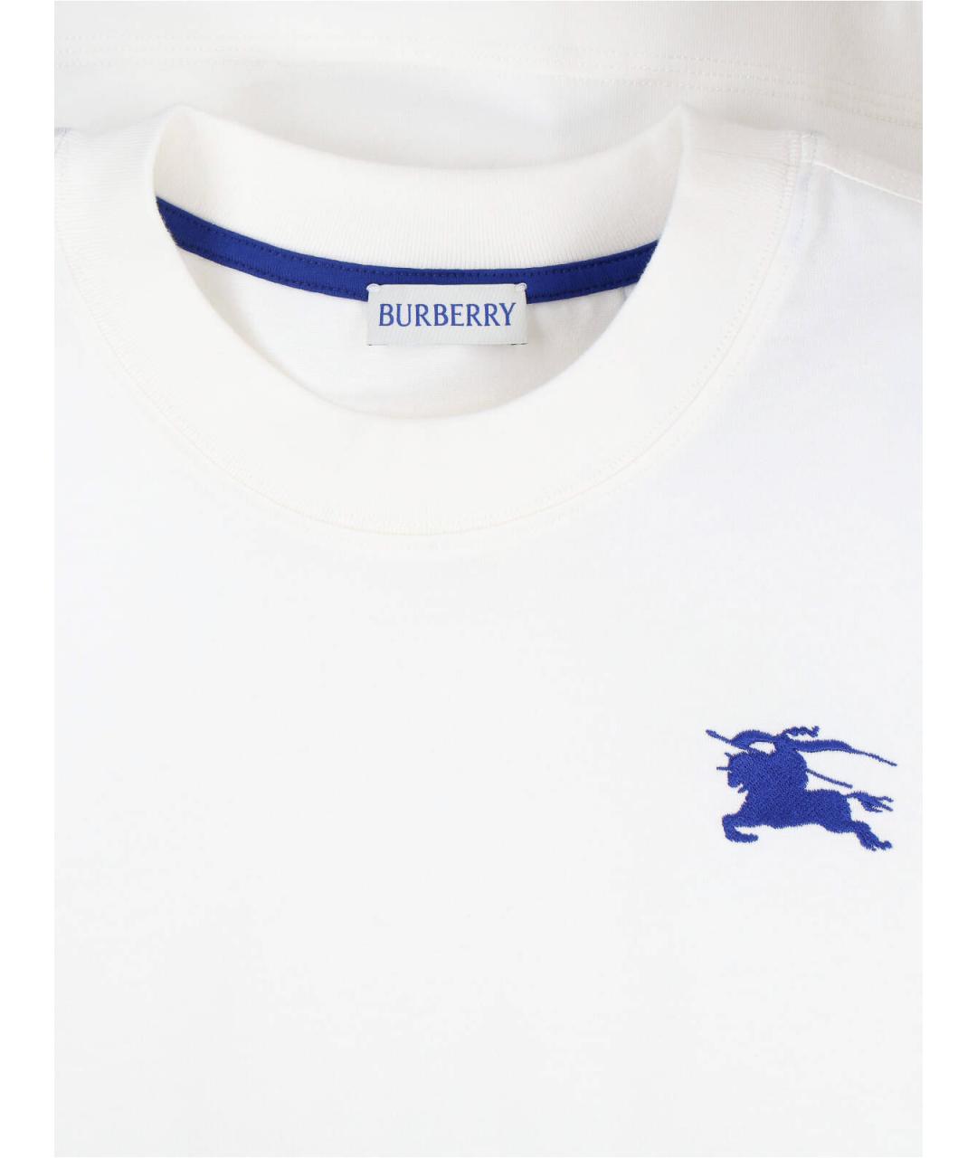 BURBERRY Белая хлопковая футболка, фото 3