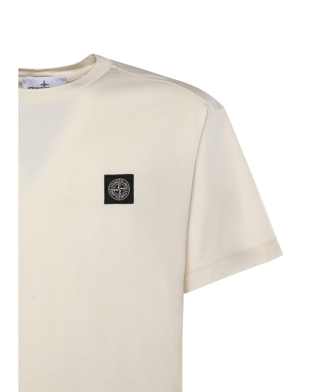 STONE ISLAND Бежевая хлопковая футболка, фото 2