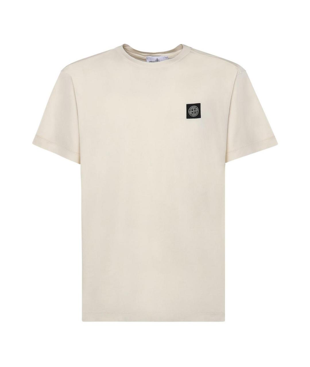 STONE ISLAND Бежевая хлопковая футболка, фото 1