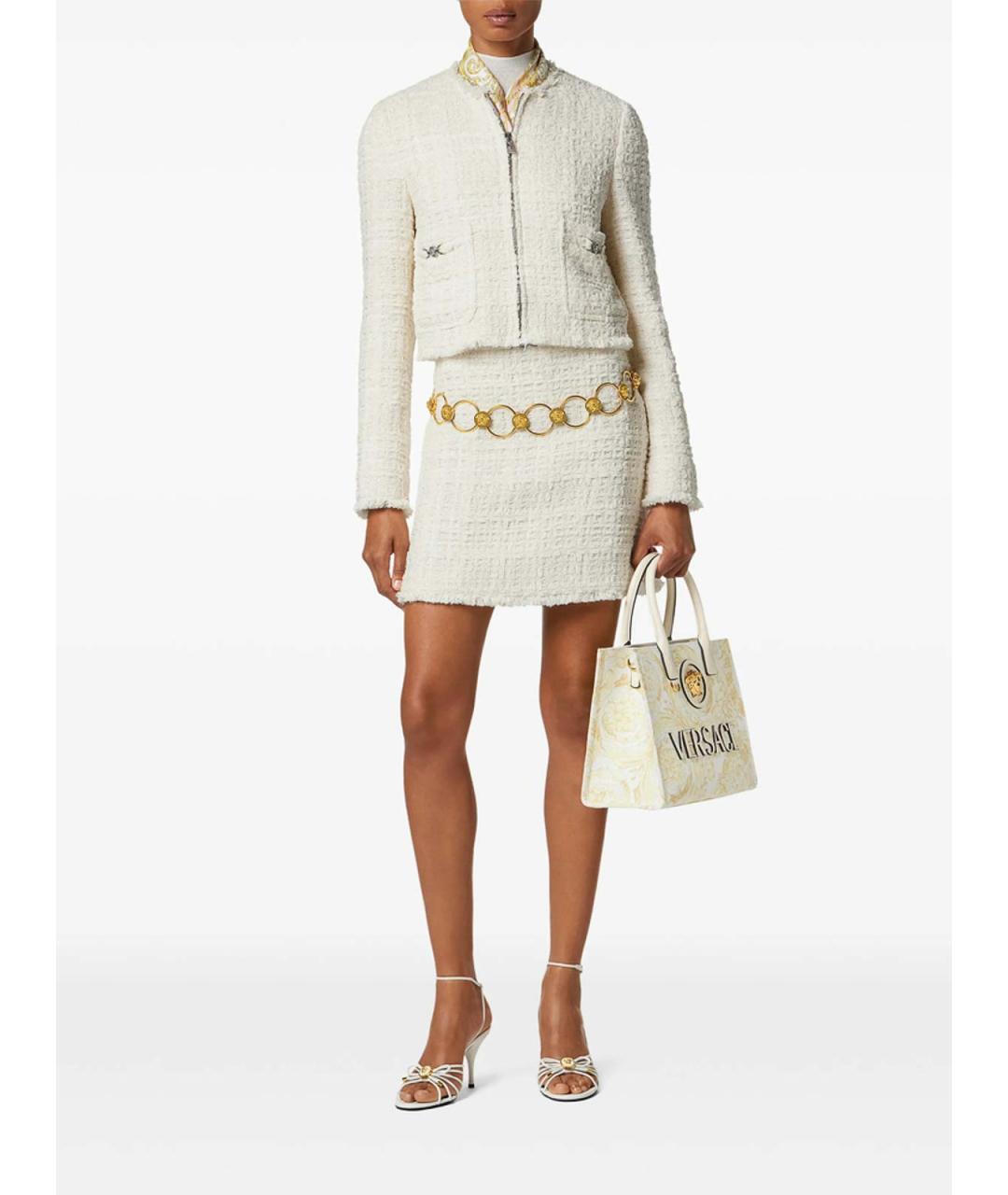 VERSACE Белая хлопковая юбка миди, фото 4