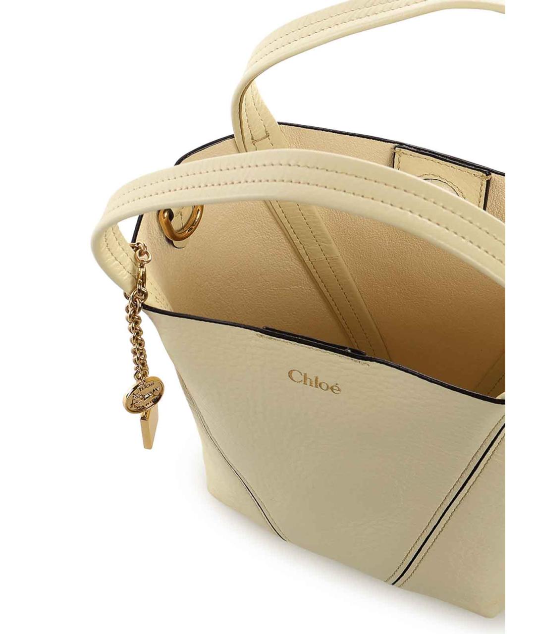 CHLOE Желтая кожаная сумка тоут, фото 4