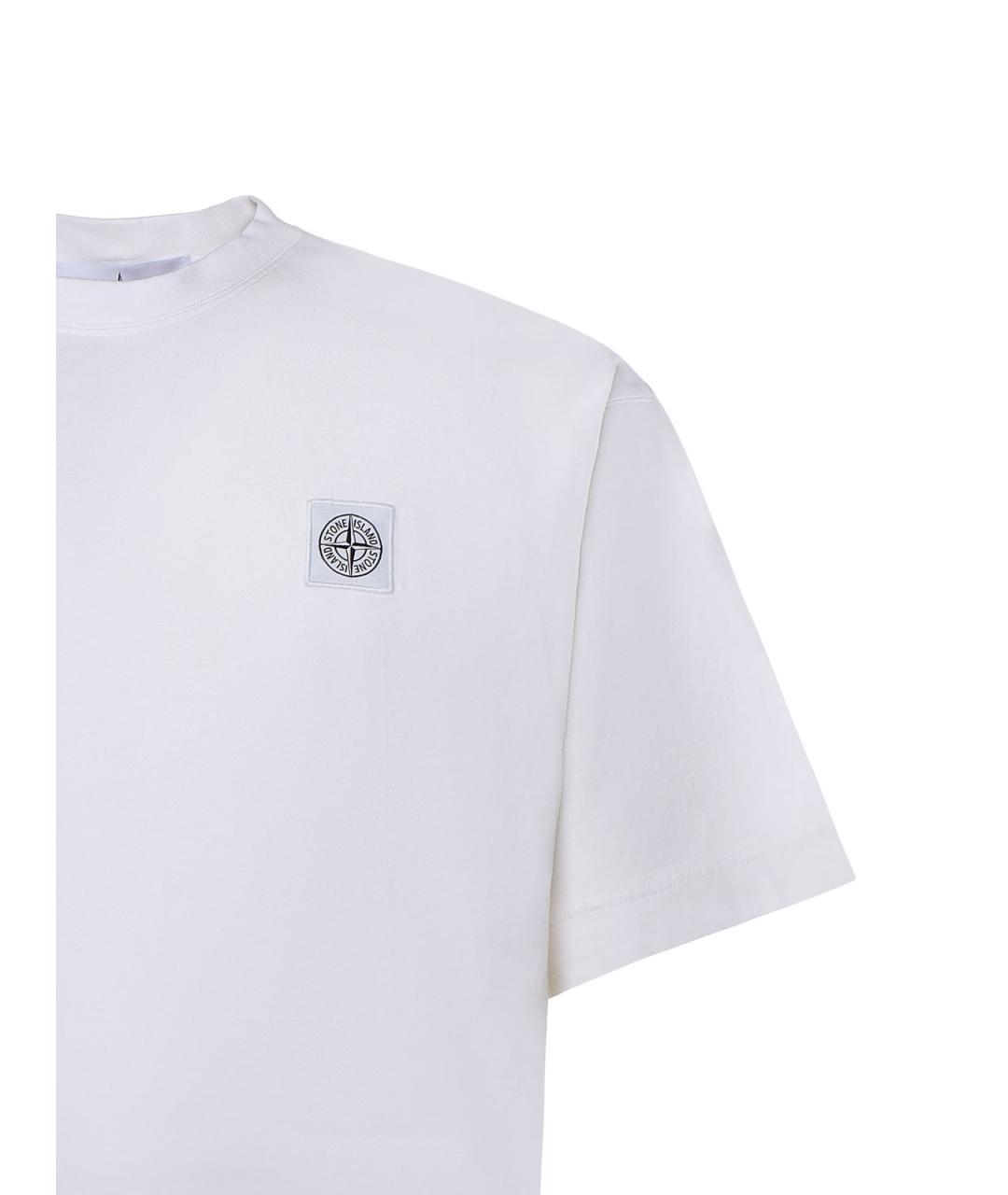 STONE ISLAND Белая хлопковая футболка, фото 2