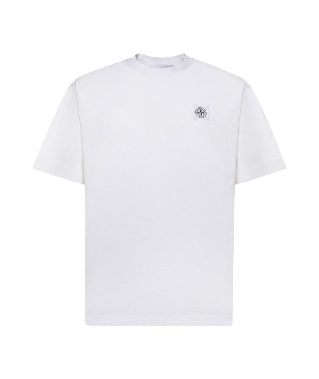 STONE ISLAND Белая хлопковая футболка, фото 1