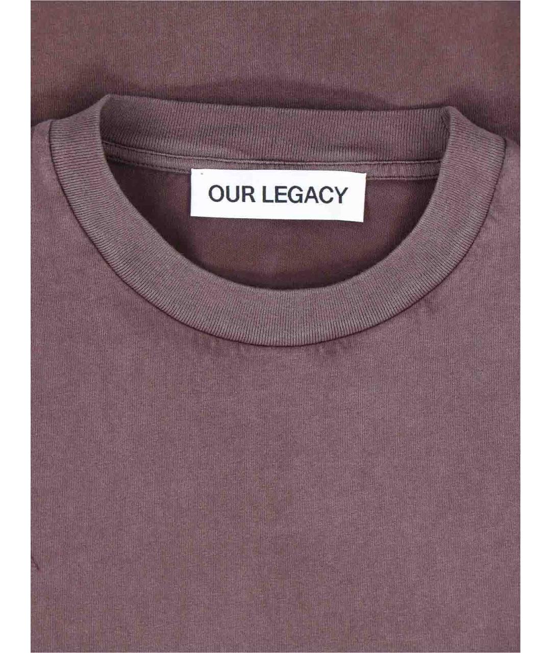 OUR LEGACY Коричневая хлопковая футболка, фото 3
