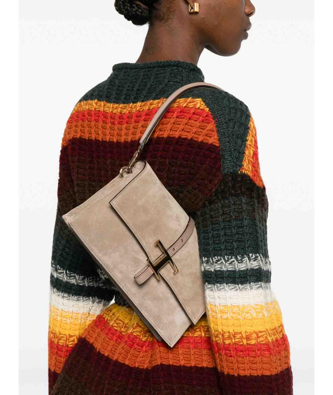 TOD'S Бежевая замшевая сумка через плечо, фото 2