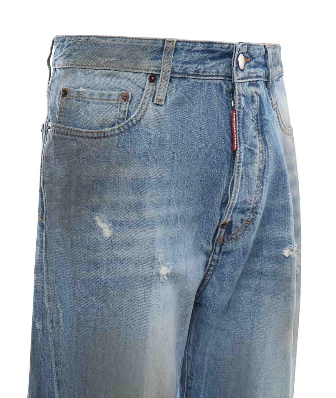 DSQUARED2 Синие хлопковые прямые джинсы, фото 2