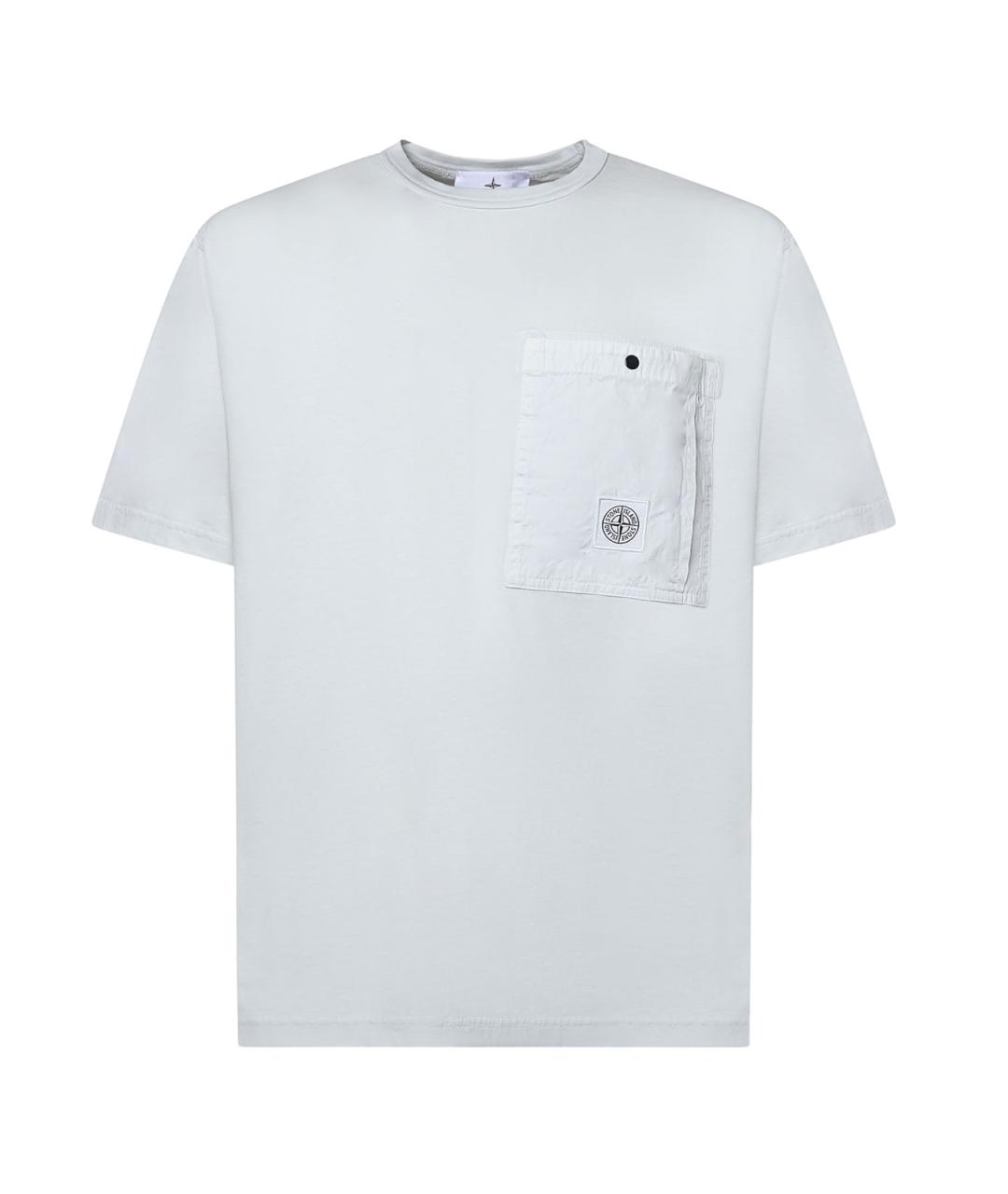 STONE ISLAND Голубая хлопковая футболка, фото 1