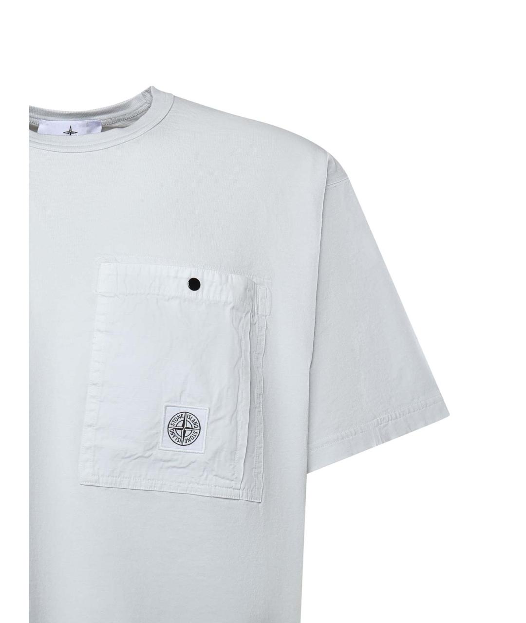STONE ISLAND Голубая хлопковая футболка, фото 3