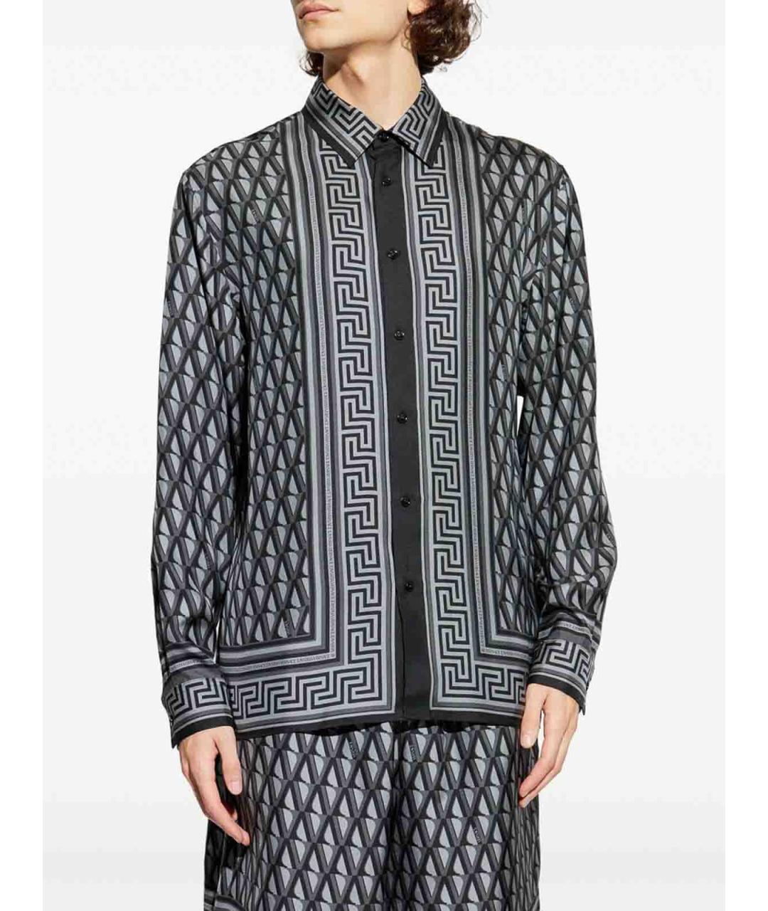 VERSACE Серая шелковая кэжуал рубашка, фото 2