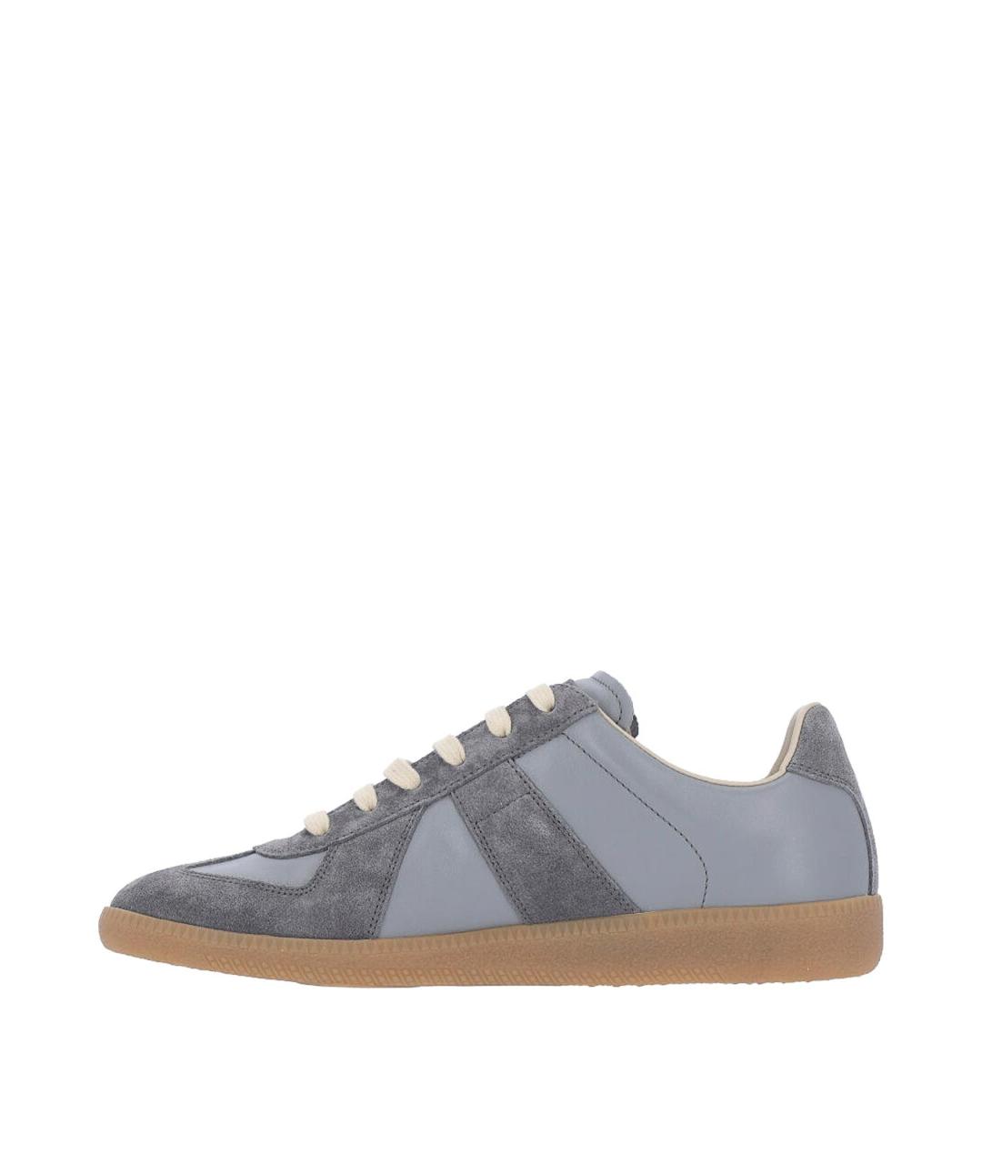MAISON MARGIELA Серые кожаные низкие кроссовки / кеды, фото 3