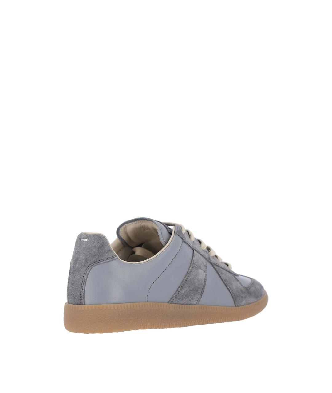 MAISON MARGIELA Серые кожаные низкие кроссовки / кеды, фото 4