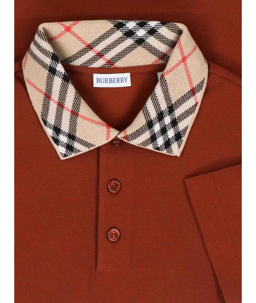 BURBERRY Красное хлопковое поло с коротким рукавом, фото 3