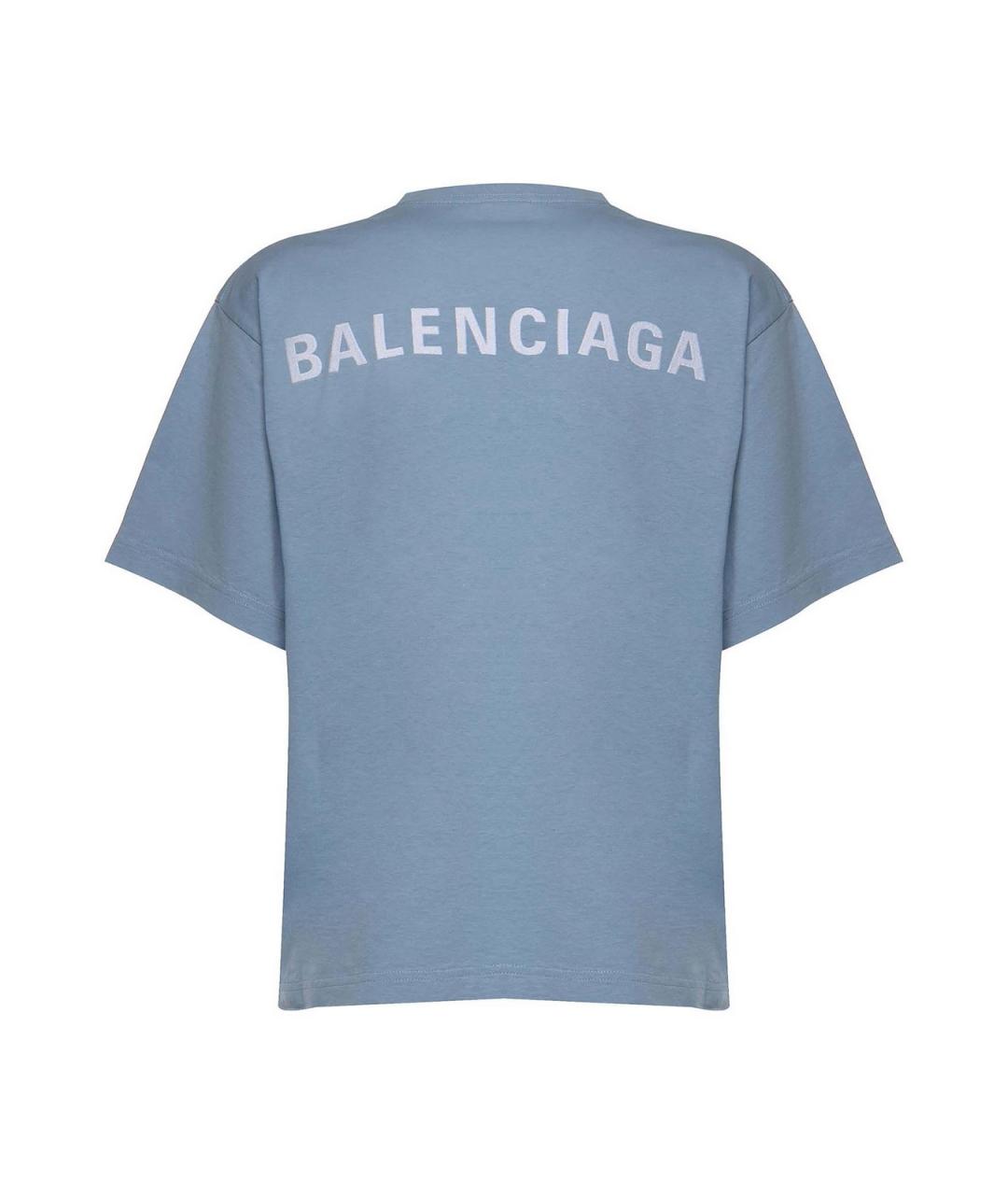 BALENCIAGA Синяя хлопковая футболка, фото 3