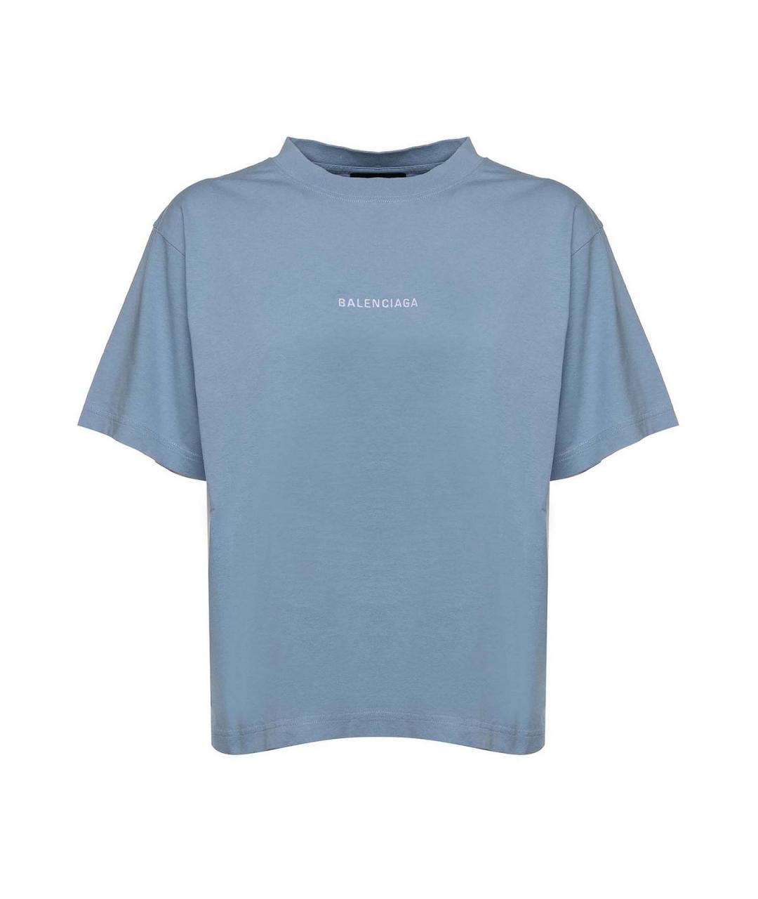 BALENCIAGA Синяя хлопковая футболка, фото 1