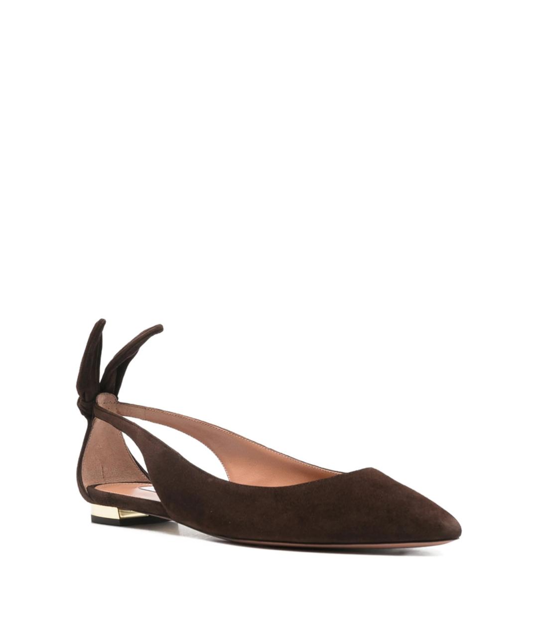 AQUAZZURA Коричневые замшевые балетки, фото 4