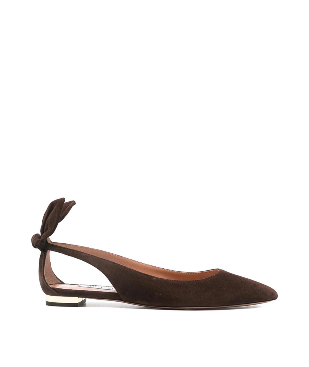 AQUAZZURA Коричневые замшевые балетки, фото 1