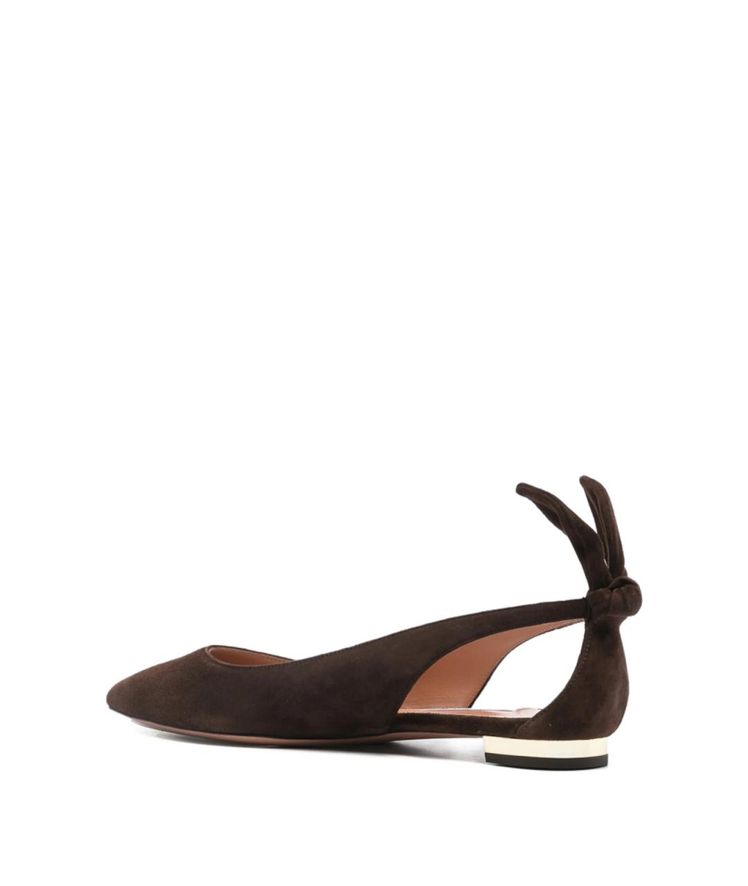 AQUAZZURA Коричневые замшевые балетки, фото 2